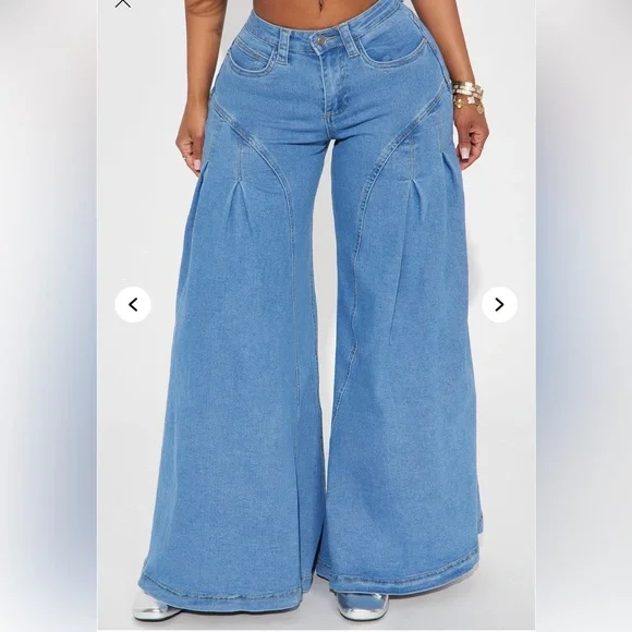 Stretch Fashion Nova Kalinda Super Wide Leg Jeans - Picture 5 of 6